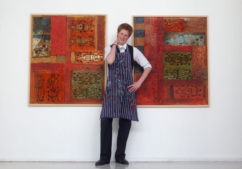 prince harry, who has a professed interests in aboriginal art, took up painting during his time at eton college