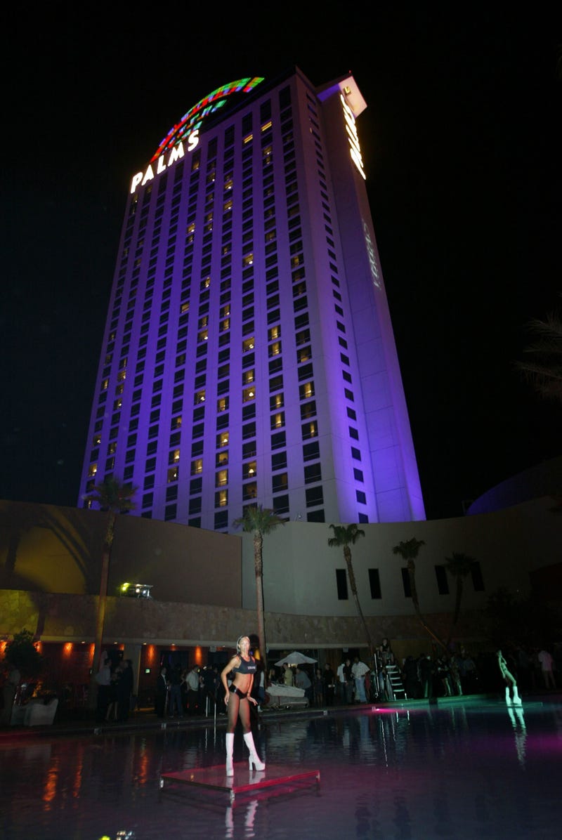 A dancer performs at the official launch party for Vegas Magazine at Rain Nightclub & Skin Pool Lounge at the Palms Hotel on June 26, 2003