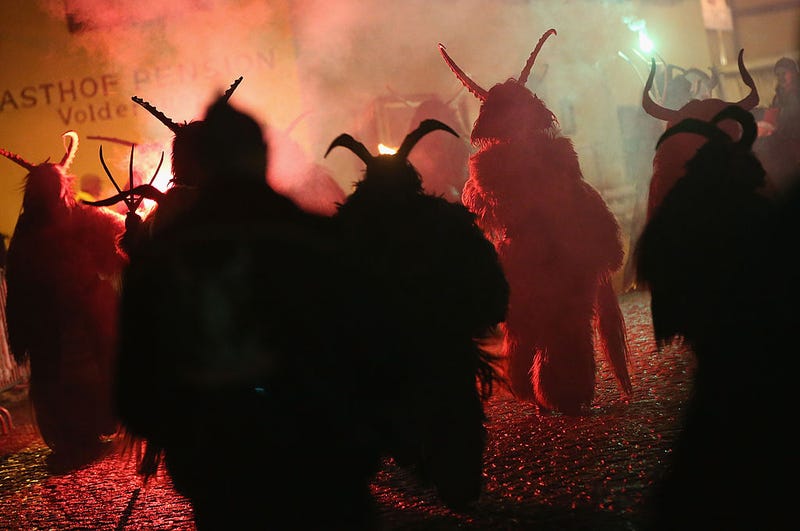 Participants dressed as the Krampus creature