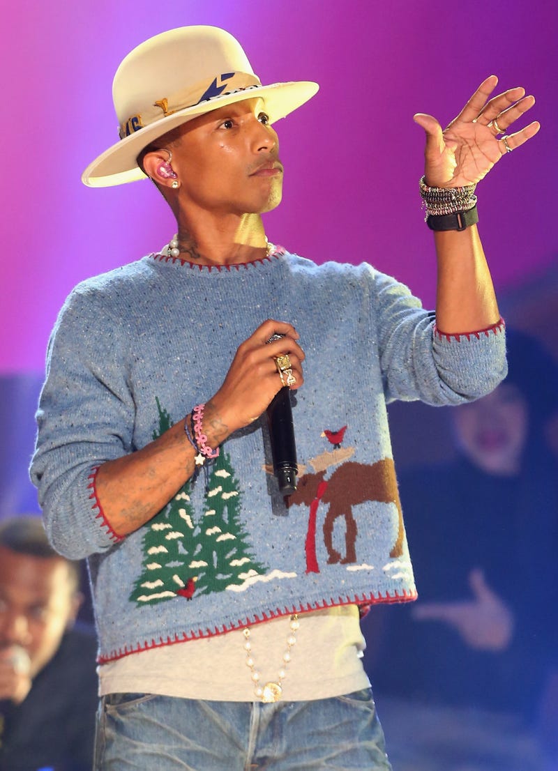 pharrell in ugly christmas sweater