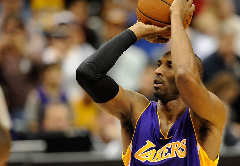 Kobe Bryant takes a free throw.
