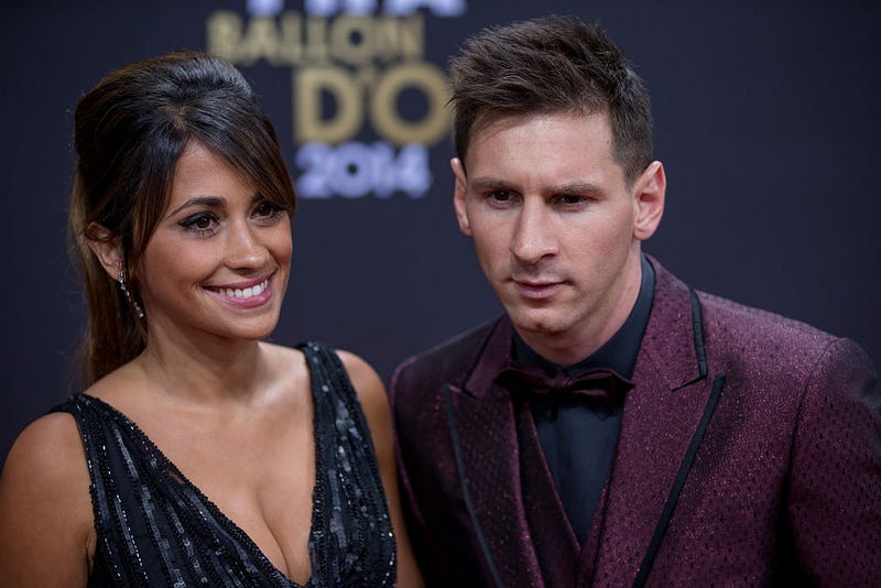 FIFA Ballon d'Or nominee Lionel Messi of Argentina and FC Barcelona and his wife Antonella Roccuzzo