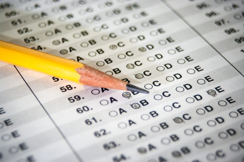 A standardized test sheet with pencil.