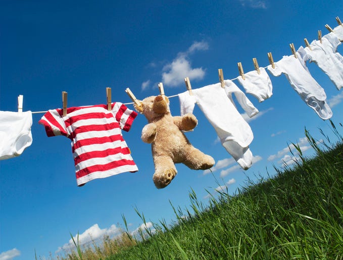 hanging clothes to dry