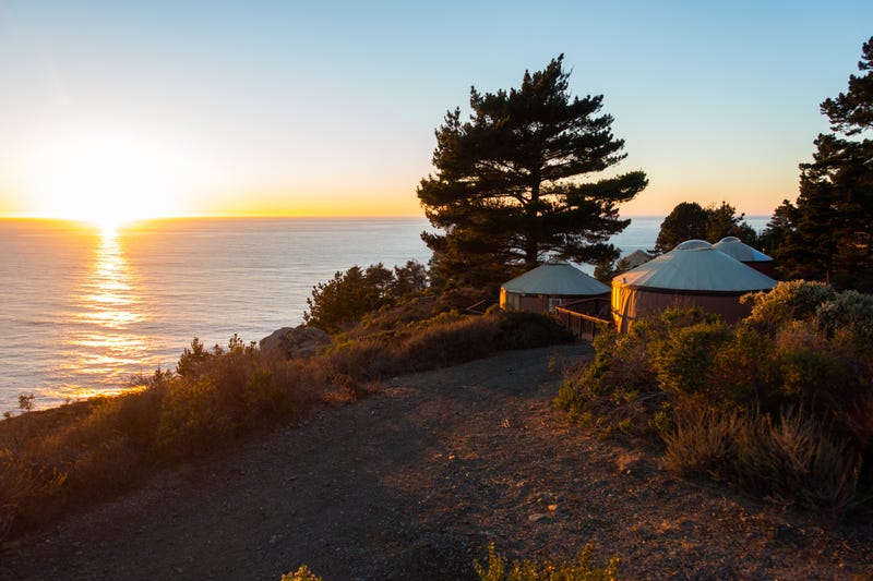 yurts overlooking the ocean