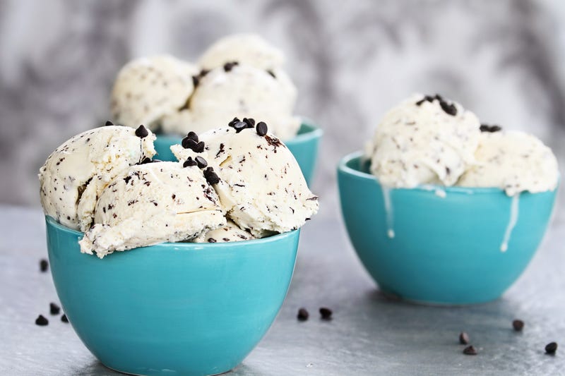 Bowl of chocolate chip ice cream