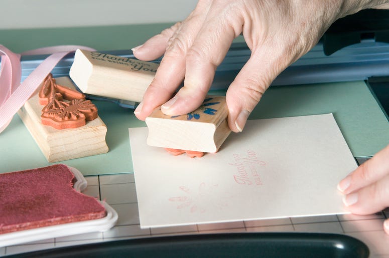 Homemade Card, Stamp, Woman' Hands