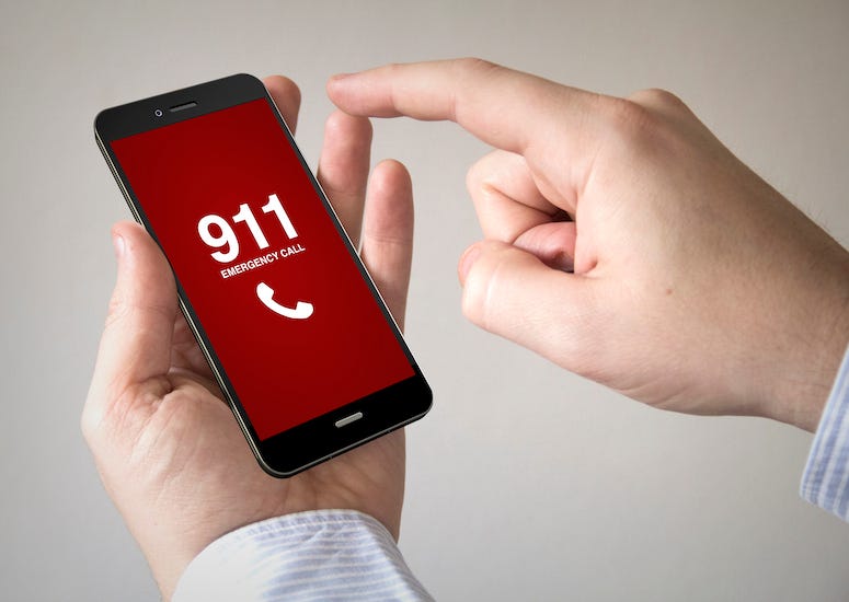 Man, Dialing 911, Smartphone