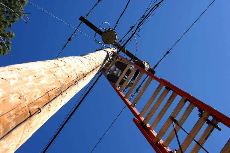 Lineman working on power line