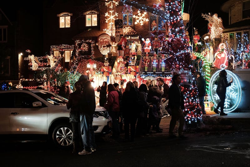 Christmas lights and other ornaments decorate a home on December 15, 2015 in the Dyker Heights