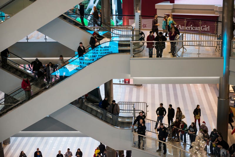 BLOOMINGTON, MN - DECEMBER 23: Mall goers and police queue up to around the rotunda of the Mall of America waiting for the planned Black Lives Matter demonstration on December 23, 2015 in Bloomington, Minnesota. Black Lives Matter Minneapolis staged a brief protest at the Mall of America in Bloomington, MN before moving their protest to the airport.