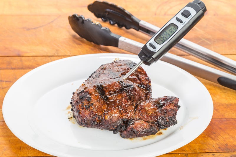 using meat thermometer