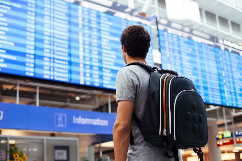 Traveler looking for flights.
