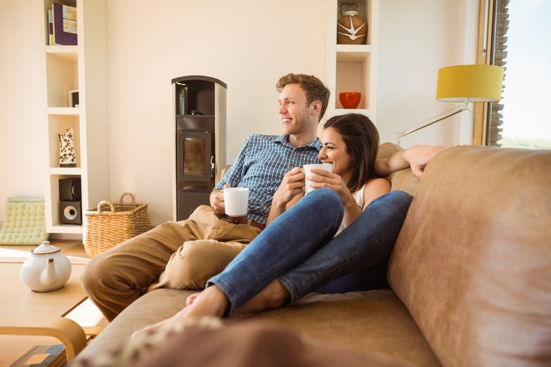 couple relaxes at home and does nothing