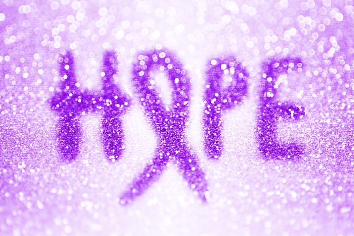 Abstract purple hope awareness ribbon for epilepsy