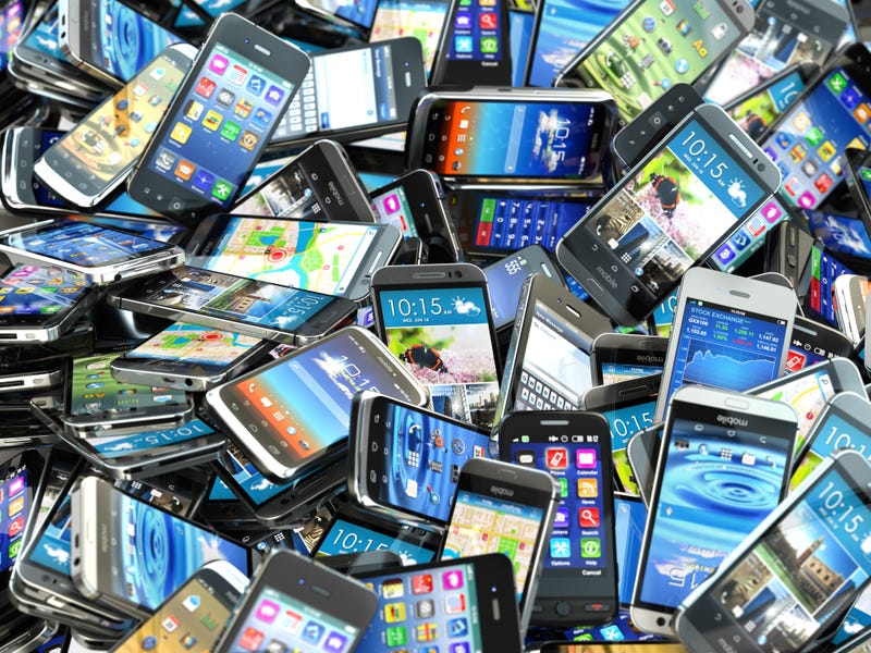 A pile of cell phones