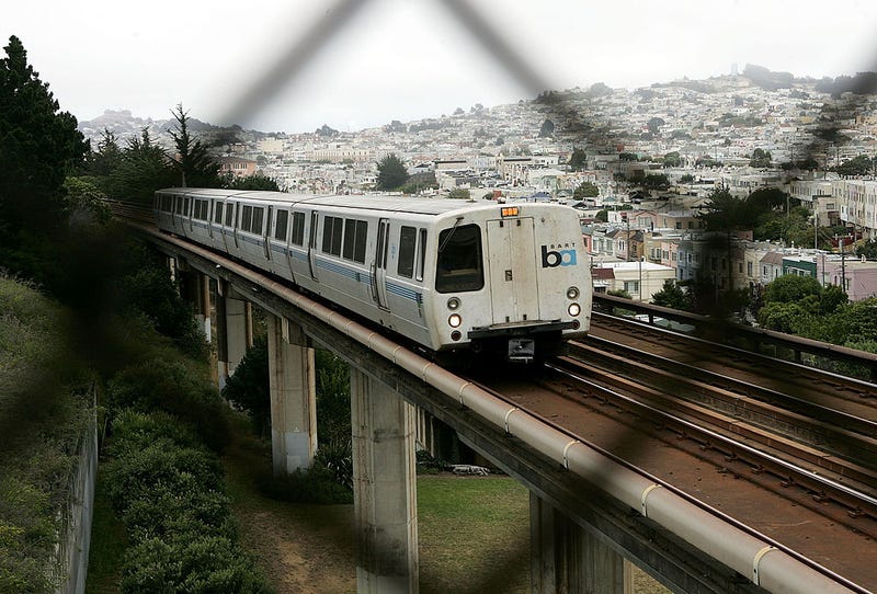 A Bay Area Rapid Transit (BART) train is seen through a fence July 5, 2005 in San Francisco, California.