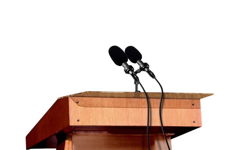 Microphones on the podium