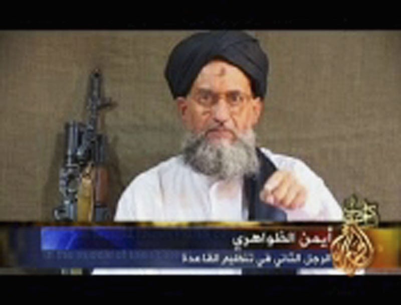 : In this video grab taken from a broadcast by Arab television, Al-Qaeda representative Ayman al-Zawahri claims responsibility for the July 7 terror attacks in London.