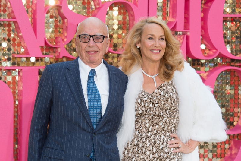 Rupert Murdoch and Jerry Hall attend the World Premiere of "Absolutely Fabulous: The Movie" at Odeon Leicester Square on June 29, 2016 in London, England.
