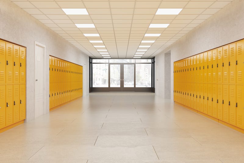 Empty school hallway