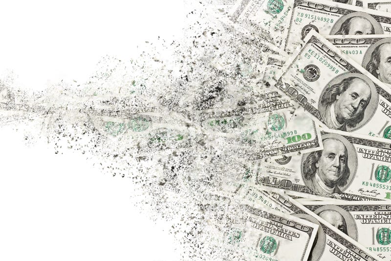 U.S. currency disparaging stock art.