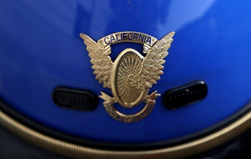 A view of a California Highway Patrol officer's motorcycle helmet on November 22, 2016 in San Francisco, California.