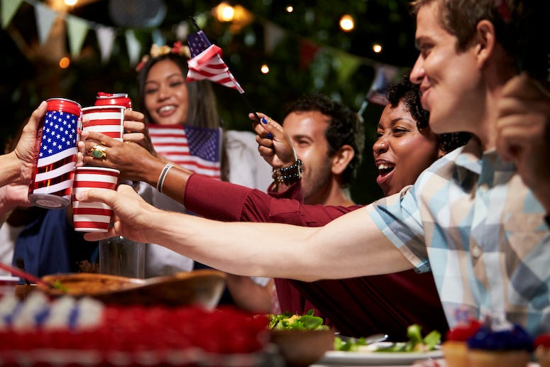 Fourth of July, American Flags, Drinking, Party