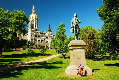 A statue of Israel Putnam located on the grounds of the Connecticut State Capitol in Hartford
