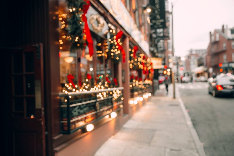 City with holiday decorations