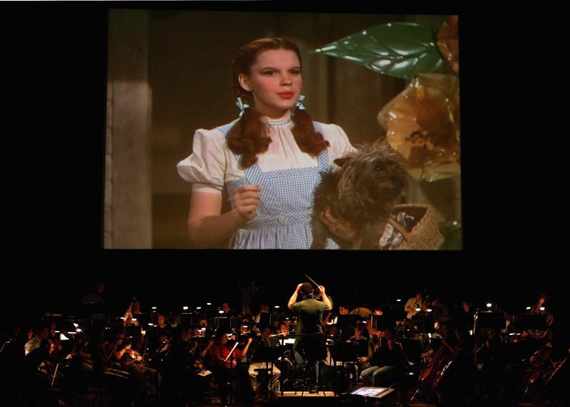The Sydney Symphony Orchestra during a rehearsal of "The Wizard of Oz" in front of a big screen in the Concert Hall of the Sydney Opera House June 21, 2006 in Sydney, Australia.