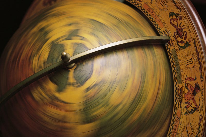 Antique globe spinning