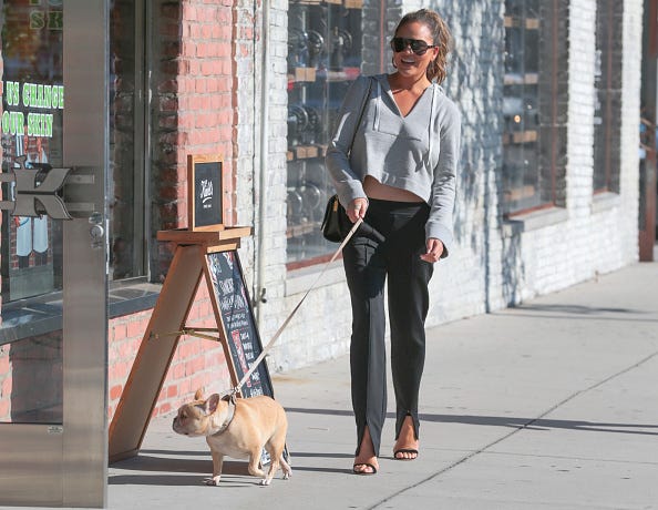 Chrissy Teigen is seen on Robertson Blvd on August 11, 2017 in Los Angeles, California.