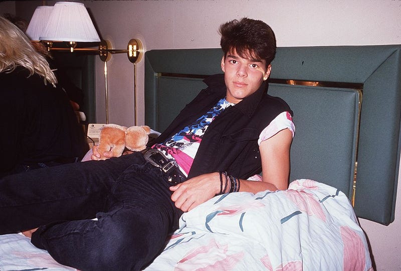 1988 Los Angeles, CA Ricky Martin of Menudo in their hotel room while on their tour.