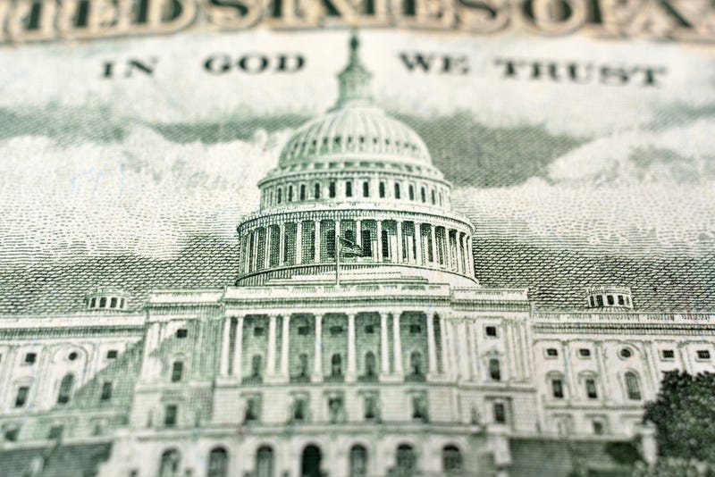 United States fifty dollar bill with the United States Capitol building.