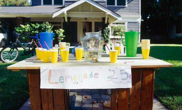 Lemonade stand in front of home