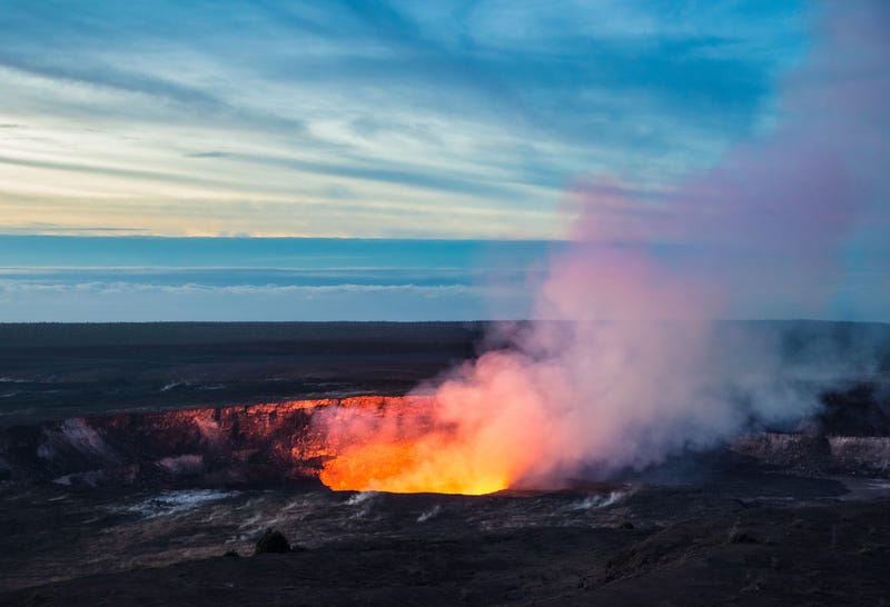 Kilauea Crater, Hawaii Volcanoes National Park, Big Island - Fire and steam erupting from Kilauea Crater (Pu'u O'o crater), Hawaii Volcanoes National Park, Big Island of Hawaii