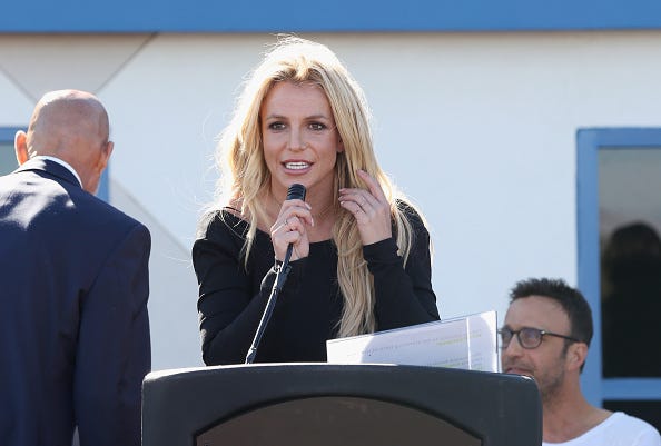 Britney spears giving a press conference