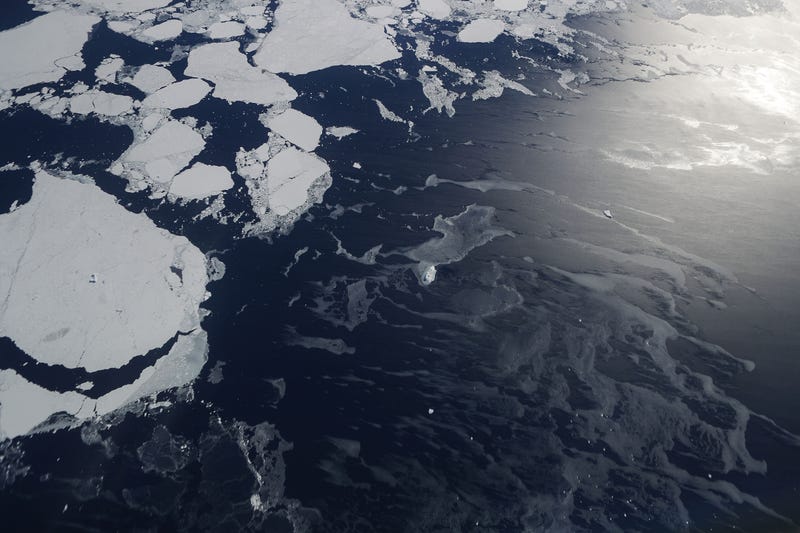 Sea ice is seen from NASA's Operation IceBridge research aircraft in the Antarctic Peninsula region, on November 4, 2017, above Antarctica.
