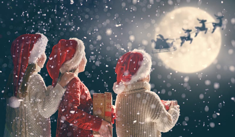 Children excited for Santa Claus on Christmas