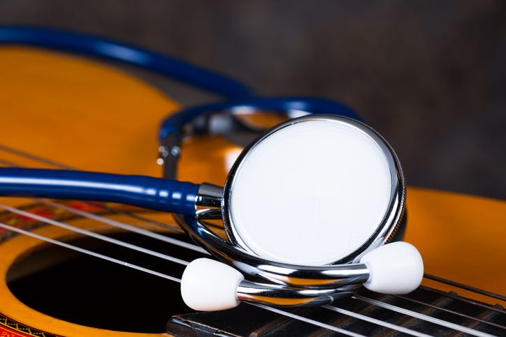 Stethoscope on a classical guitar