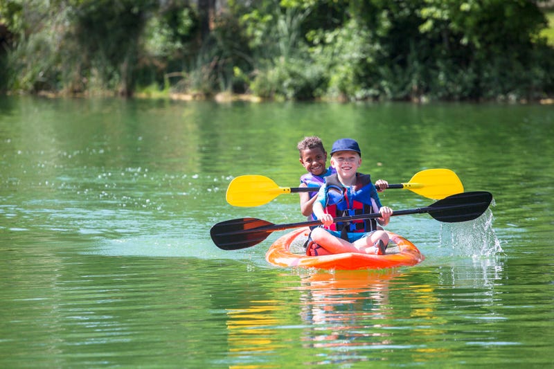 little boys kayaking