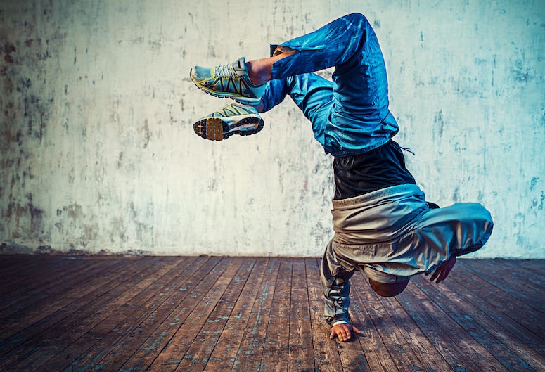 Man, Breakdancing, Wooden Floor