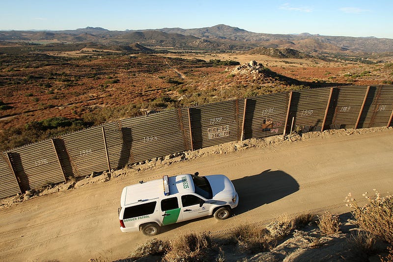 US Border Patrol agents carry out special operations near the US-Mexico border fence
