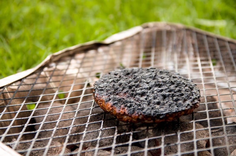 dried burnt burger patty