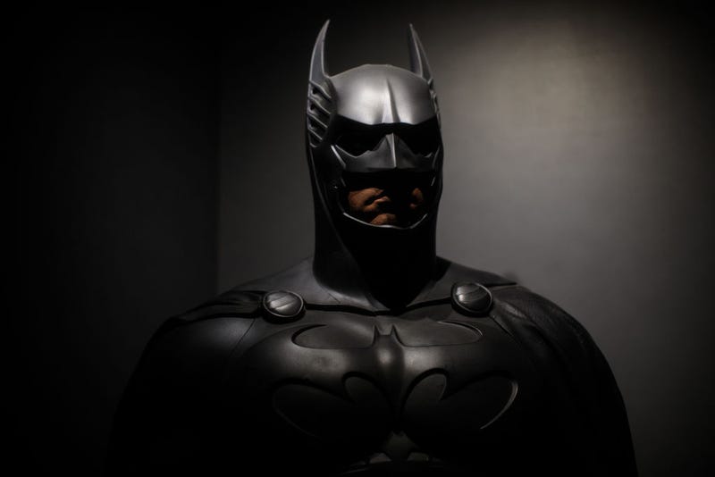 A Batman costume from the 1995 Batman Forever film worn by Val Kilmer