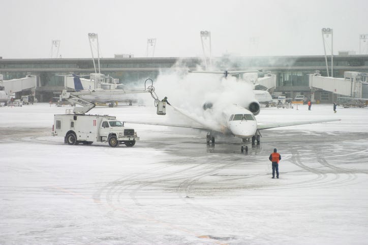 Plane being deiced.