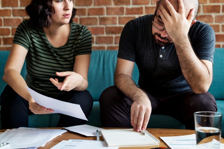 Couple struggling financially.