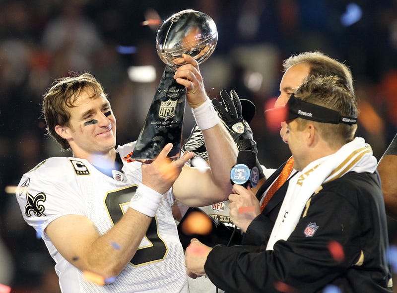 Drew Brees following the Saints' Super Bowl victory over Indianapolis