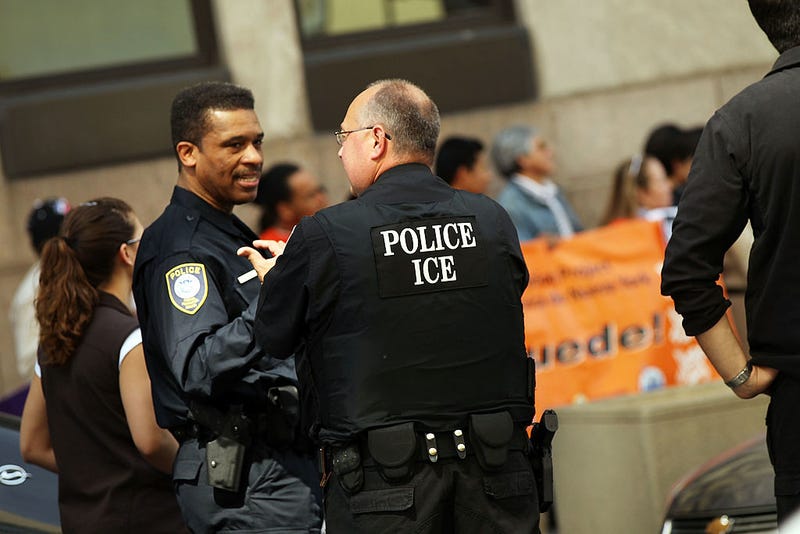 Members of the Immigration and Customs Enforcement (ICE) agency